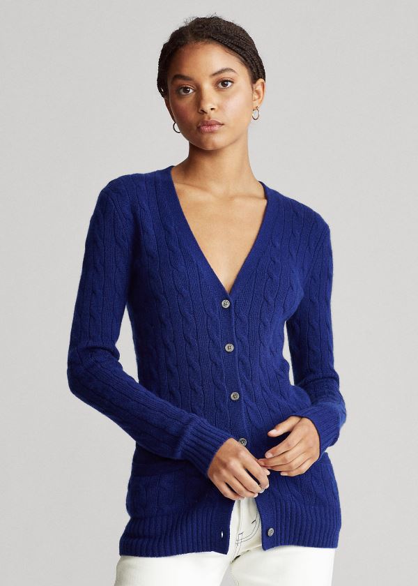 Cardigan Polo Ralph Lauren Cable-Knit Cashmere Mulher 42391-KDNL